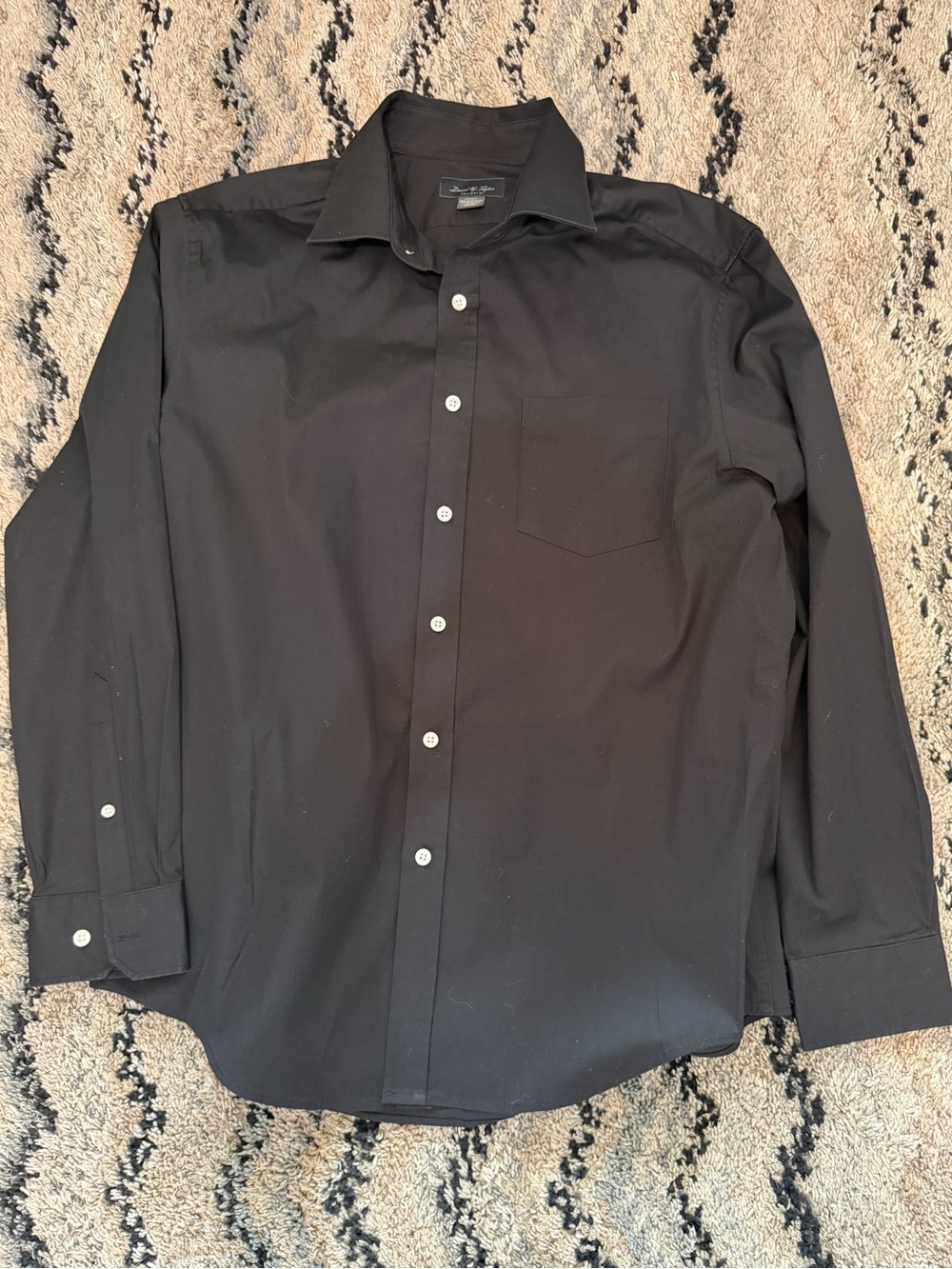 David Taylor Black Long-Sleeve Dress Shirt